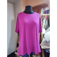 Tunika KIMONO dzianinowa z wydłużonymi bokami - fuksja